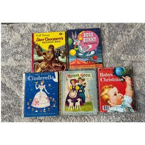 5 vintage Little Golden Books Disney stories 1955 1953 1959 1942 1950